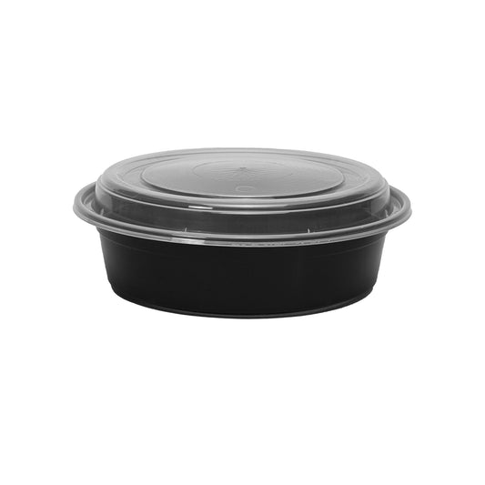 Round Black Containers w/ Clear Lid