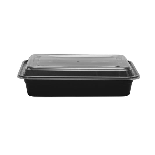 Rectangular Black Containers w/ Clear Lids